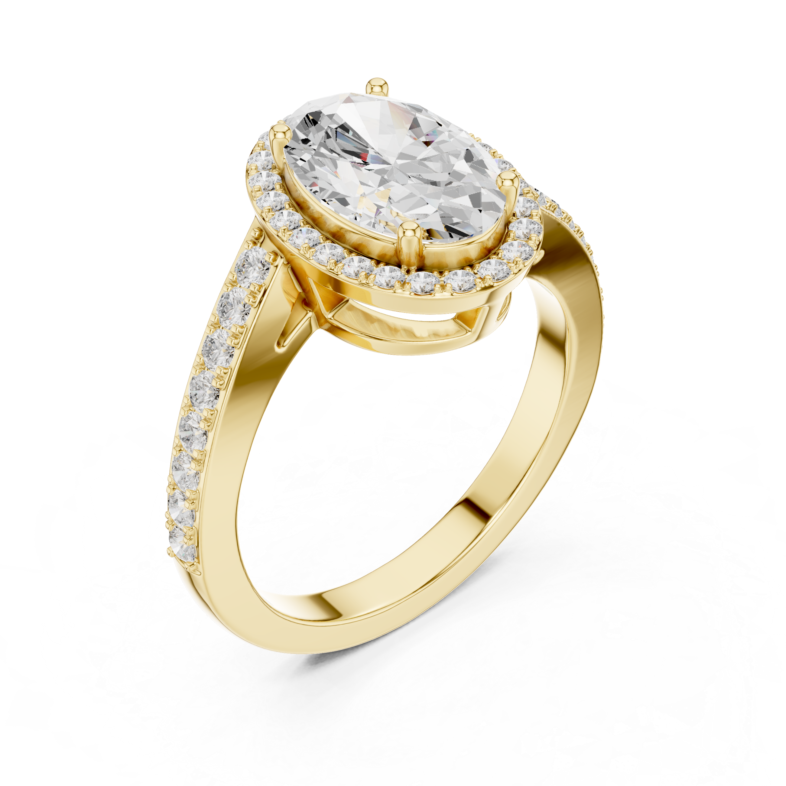 Oval Sculpted Stone Lab Grown Diamond Ring