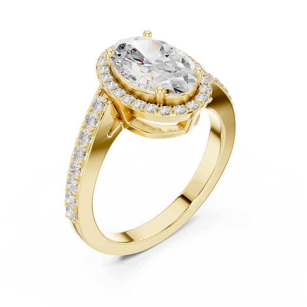 Oval Sculpted Stone Lab Grown Diamond Ring