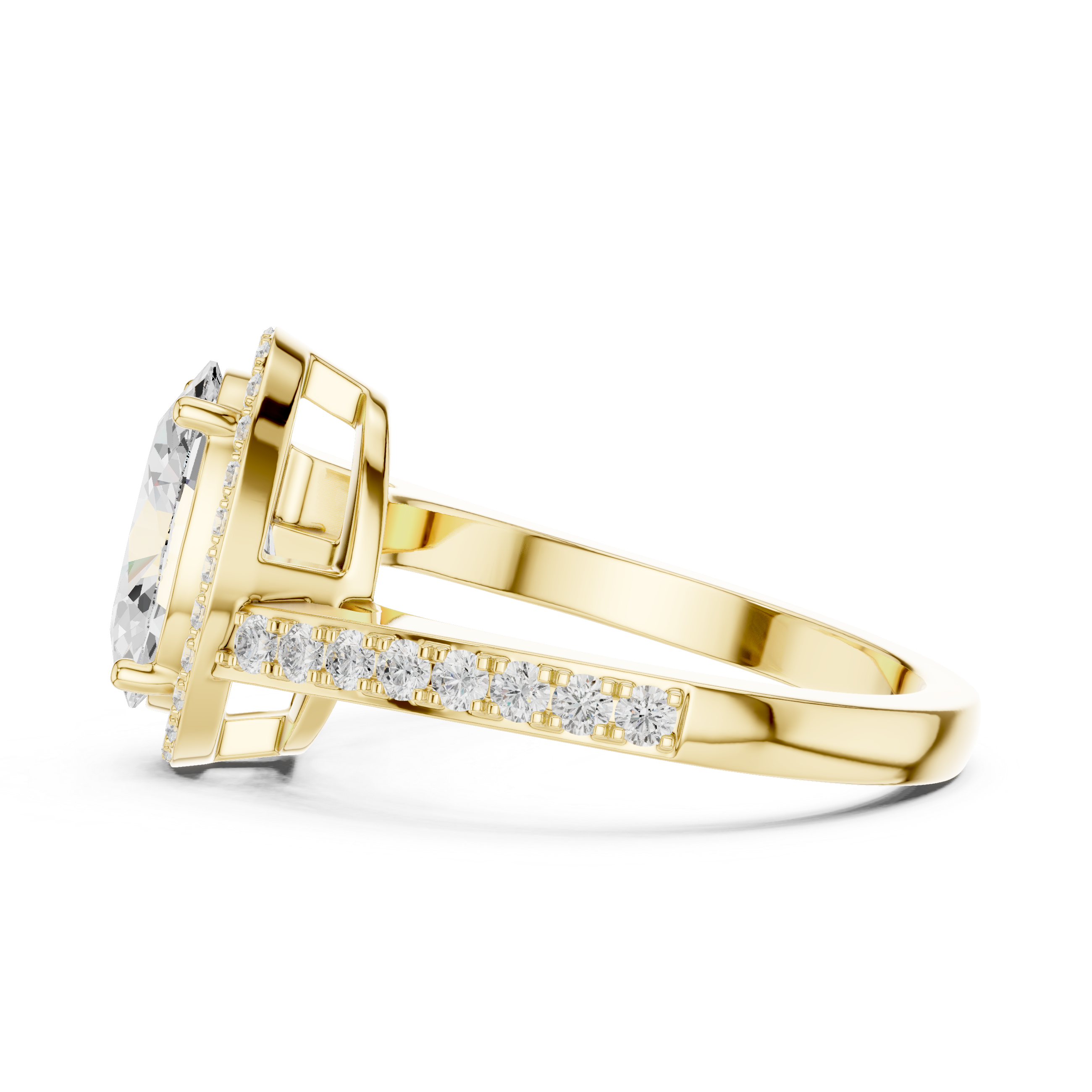 Oval Sculpted Stone Lab Grown Diamond Ring