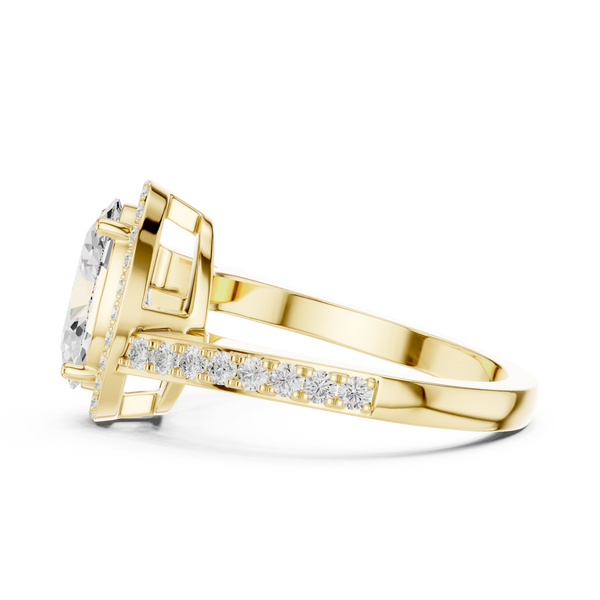Oval Sculpted Stone Lab Grown Diamond Ring