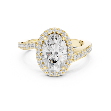 Oval Sculpted Stone Lab Grown Diamond Ring