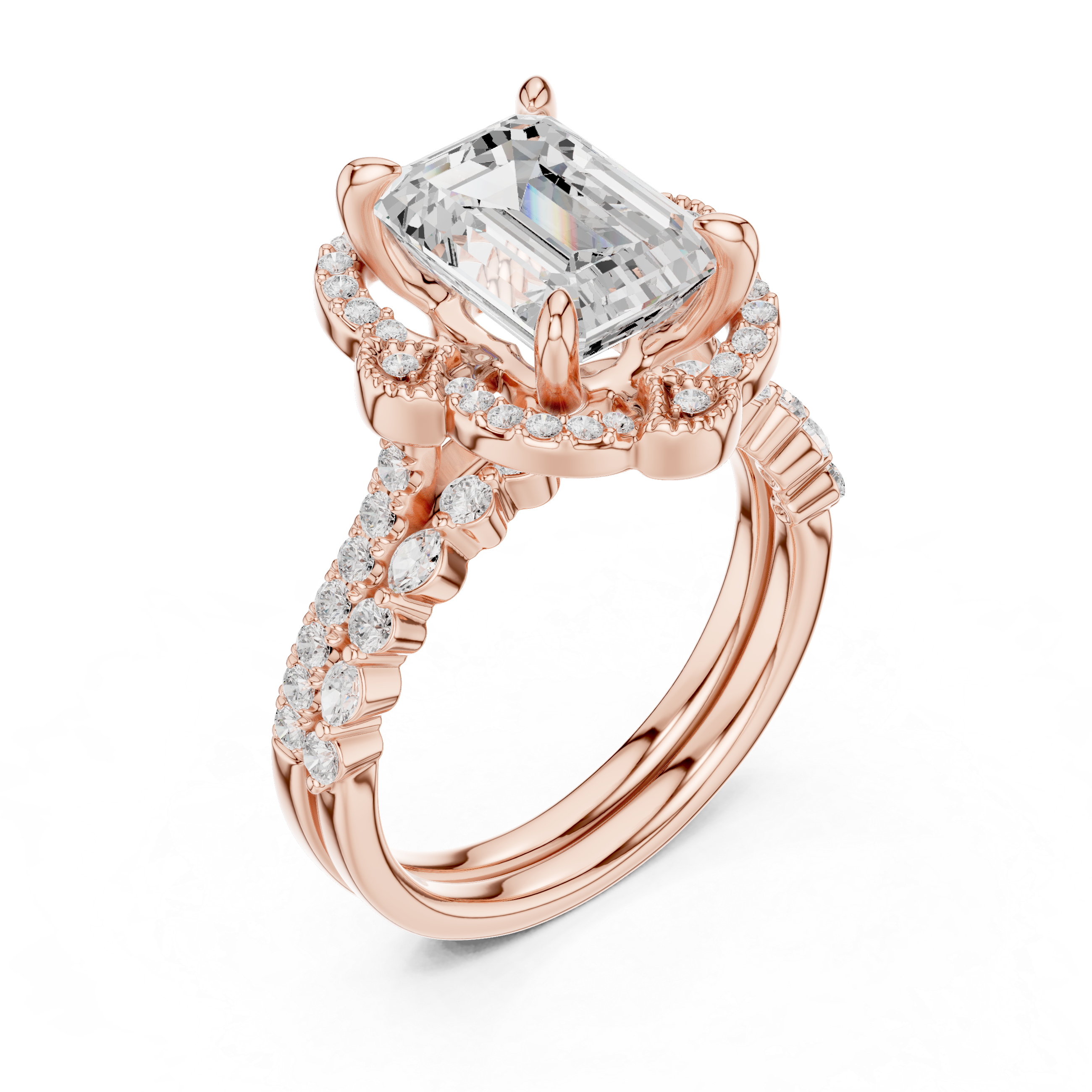 French Cut Lab Grown Diamond Ring