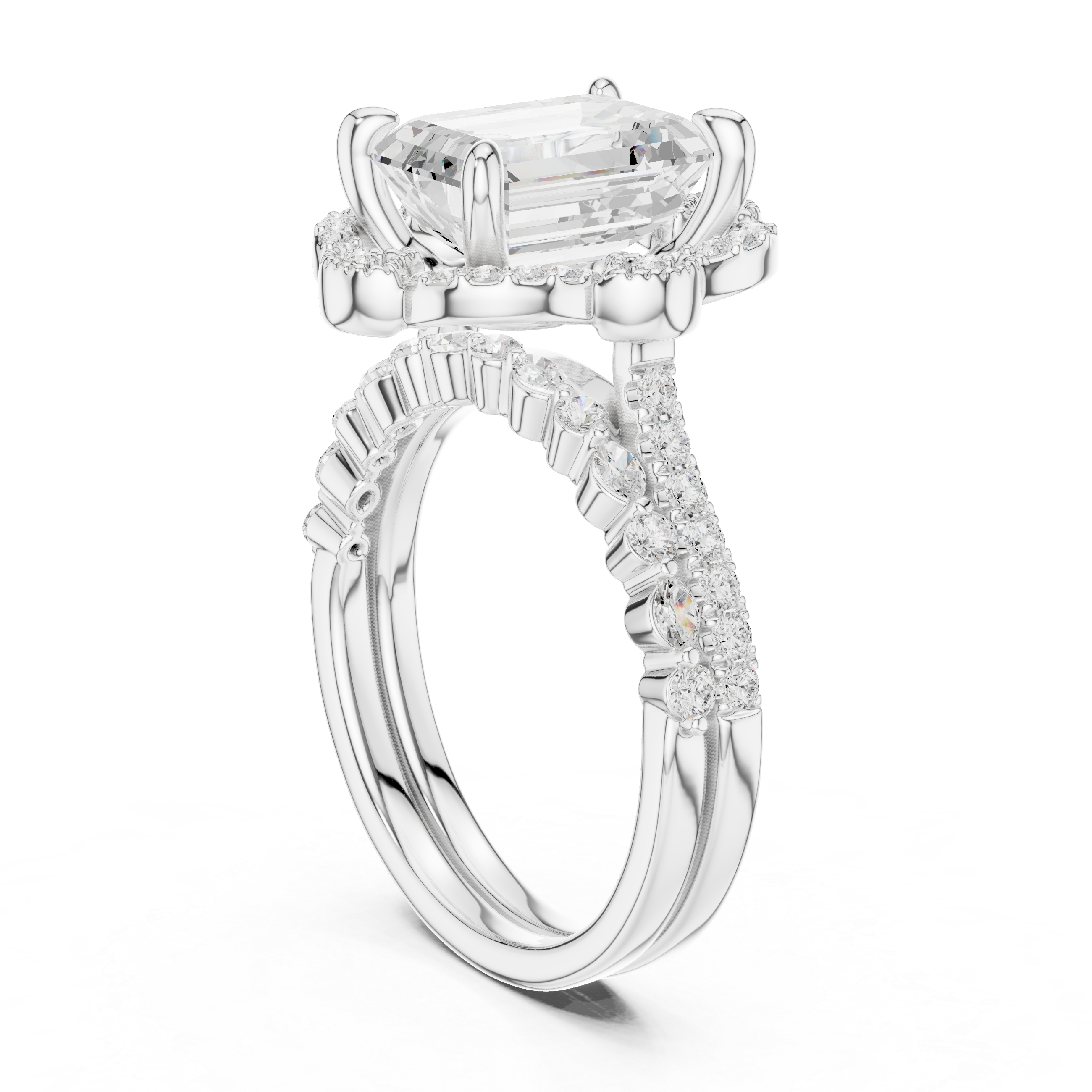 French Cut Lab Grown Diamond Ring