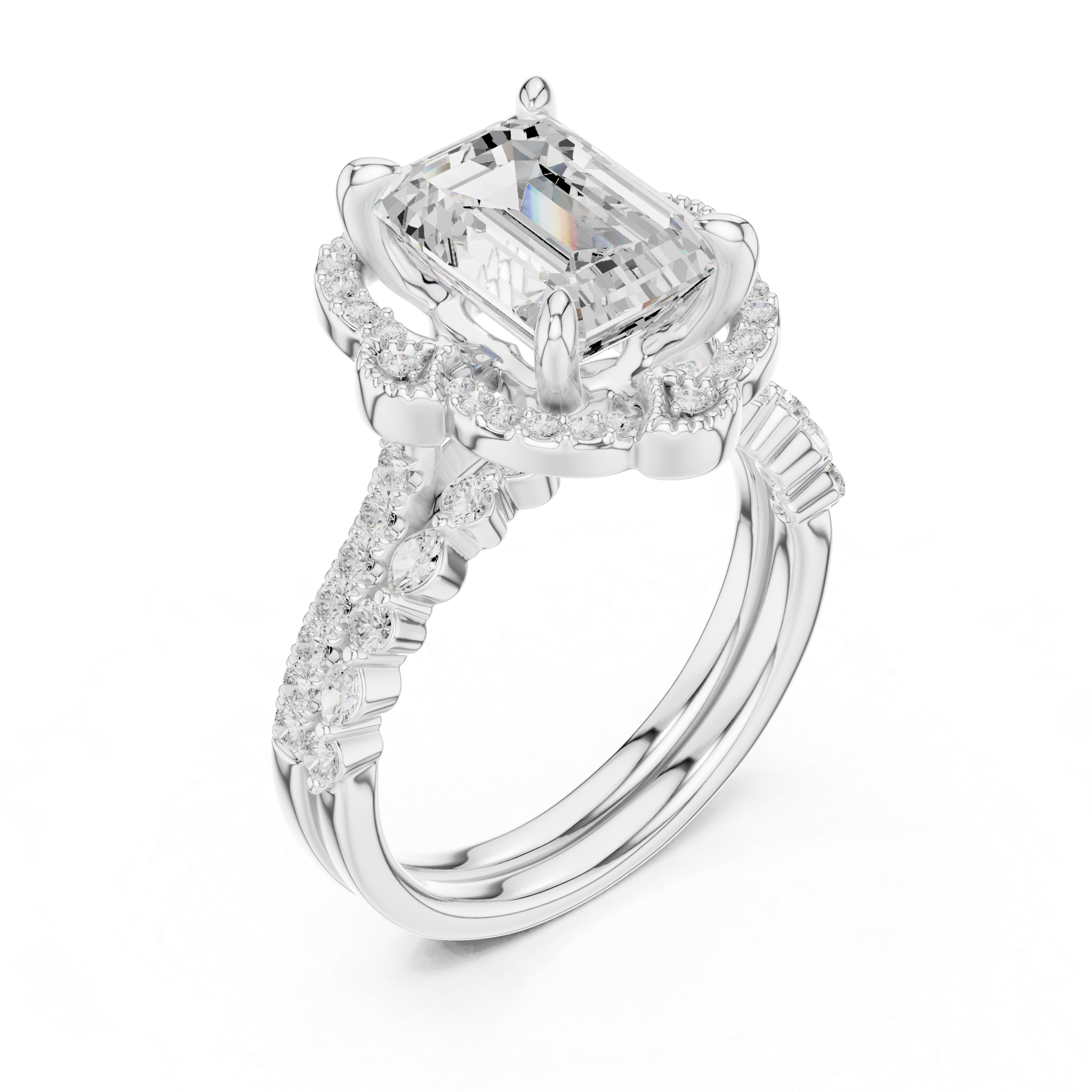 French Cut Lab Grown Diamond Ring