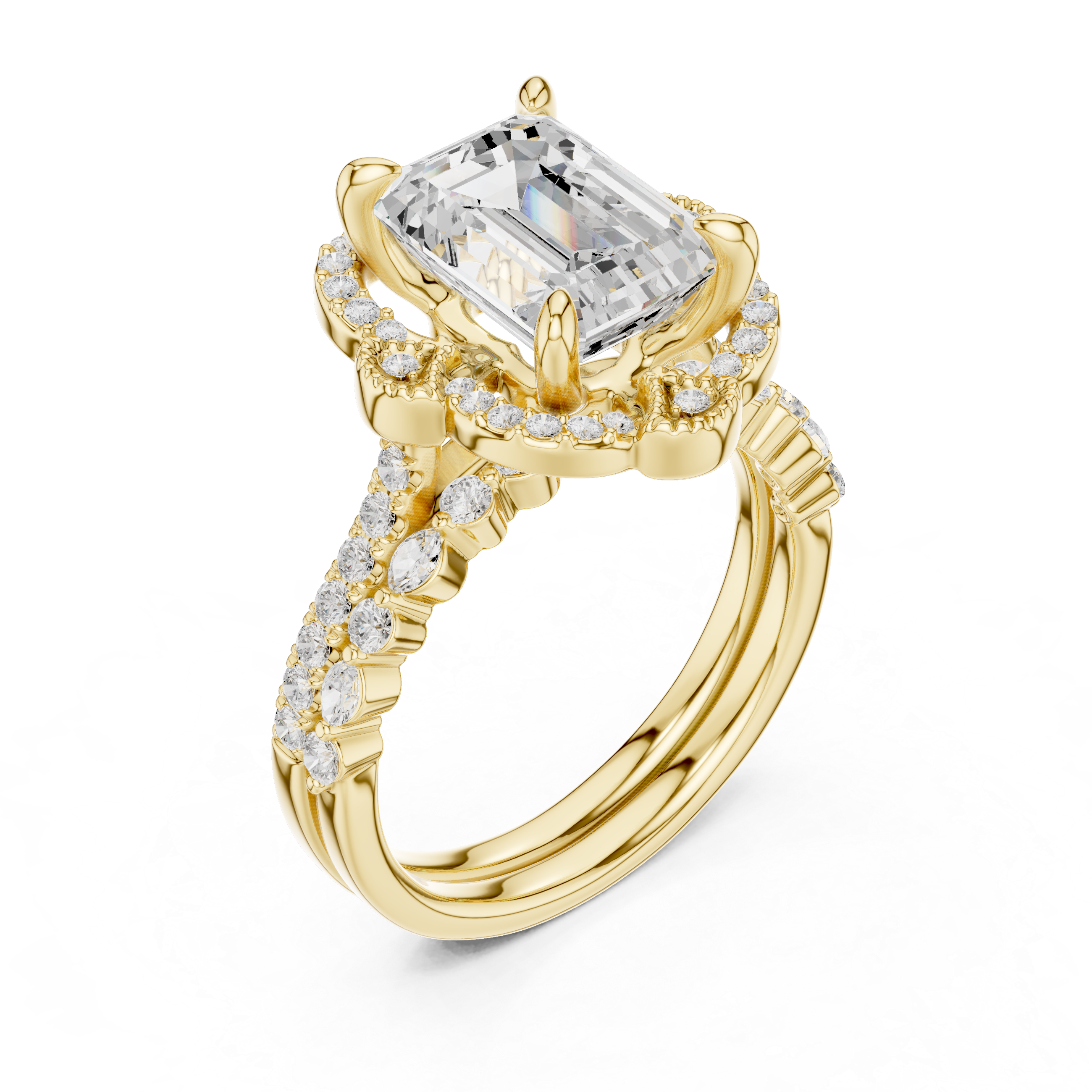 French Cut Lab Grown Diamond Ring