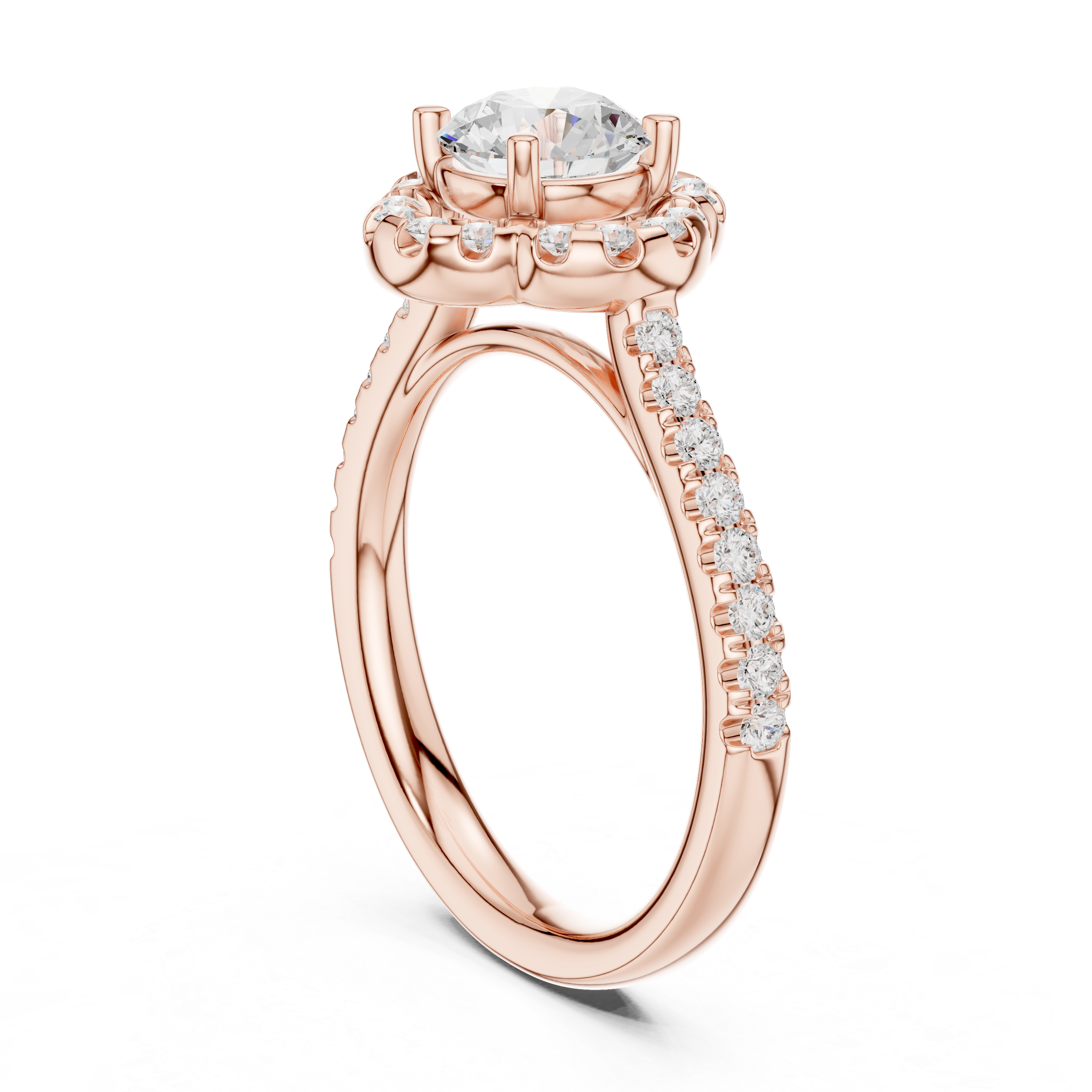 Rhea Delicate Scalloped Halo Lab Grown Diamond Ring