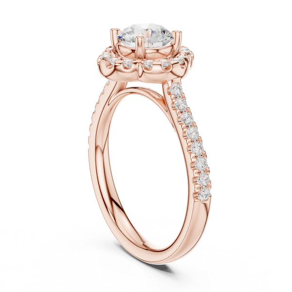 Rhea Delicate Scalloped Halo Lab Grown Diamond Ring
