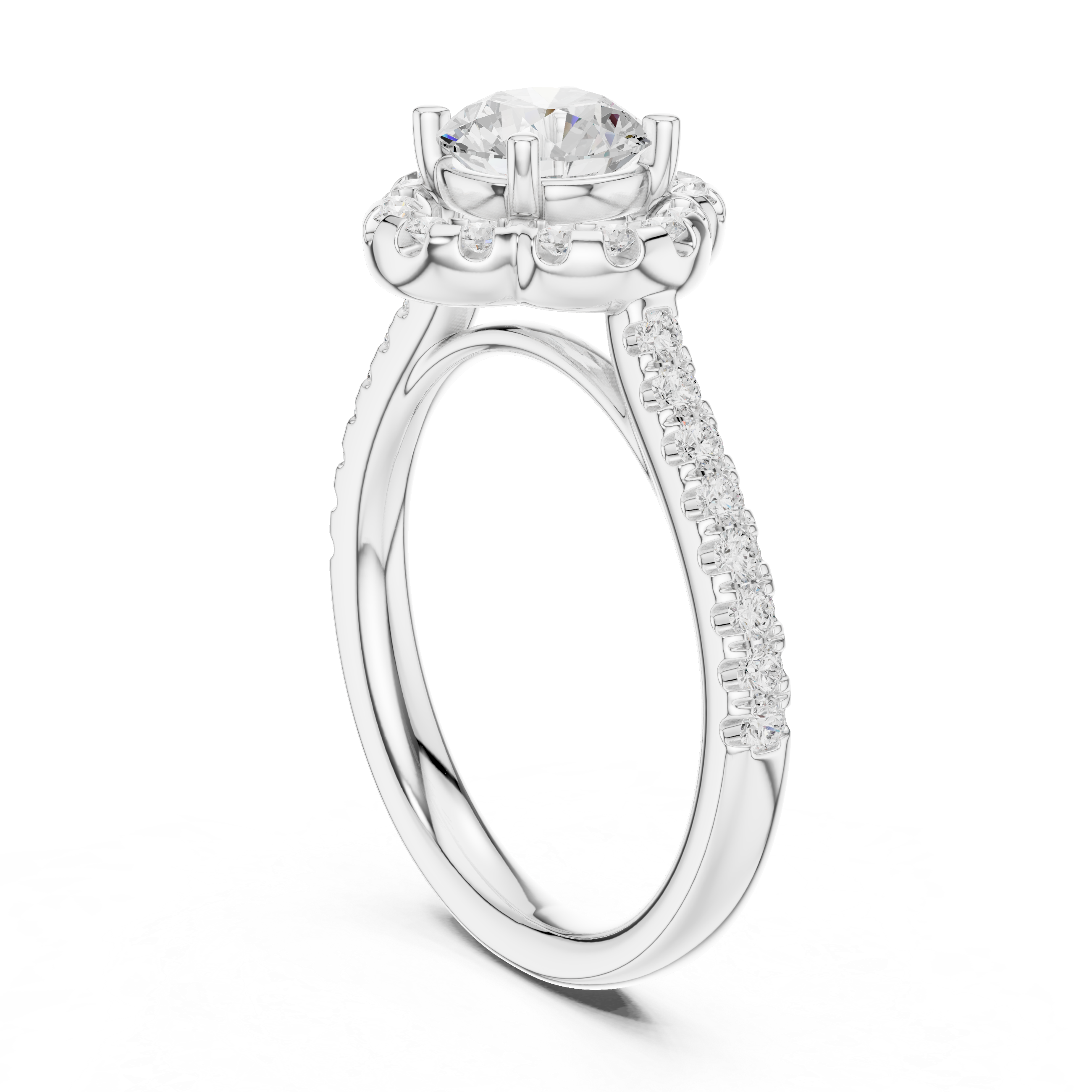 Rhea Delicate Scalloped Halo Lab Grown Diamond Ring