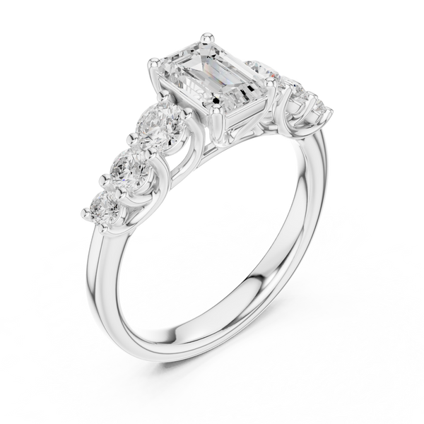 Zia Cushion Cut Three Stone Lab Grown Diamond Ring