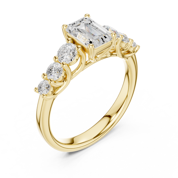 Zia Cushion Cut Three Stone Lab Grown Diamond Ring