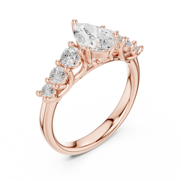 Aurora Round Cut Cathedral Lab Grown Diamond Ring