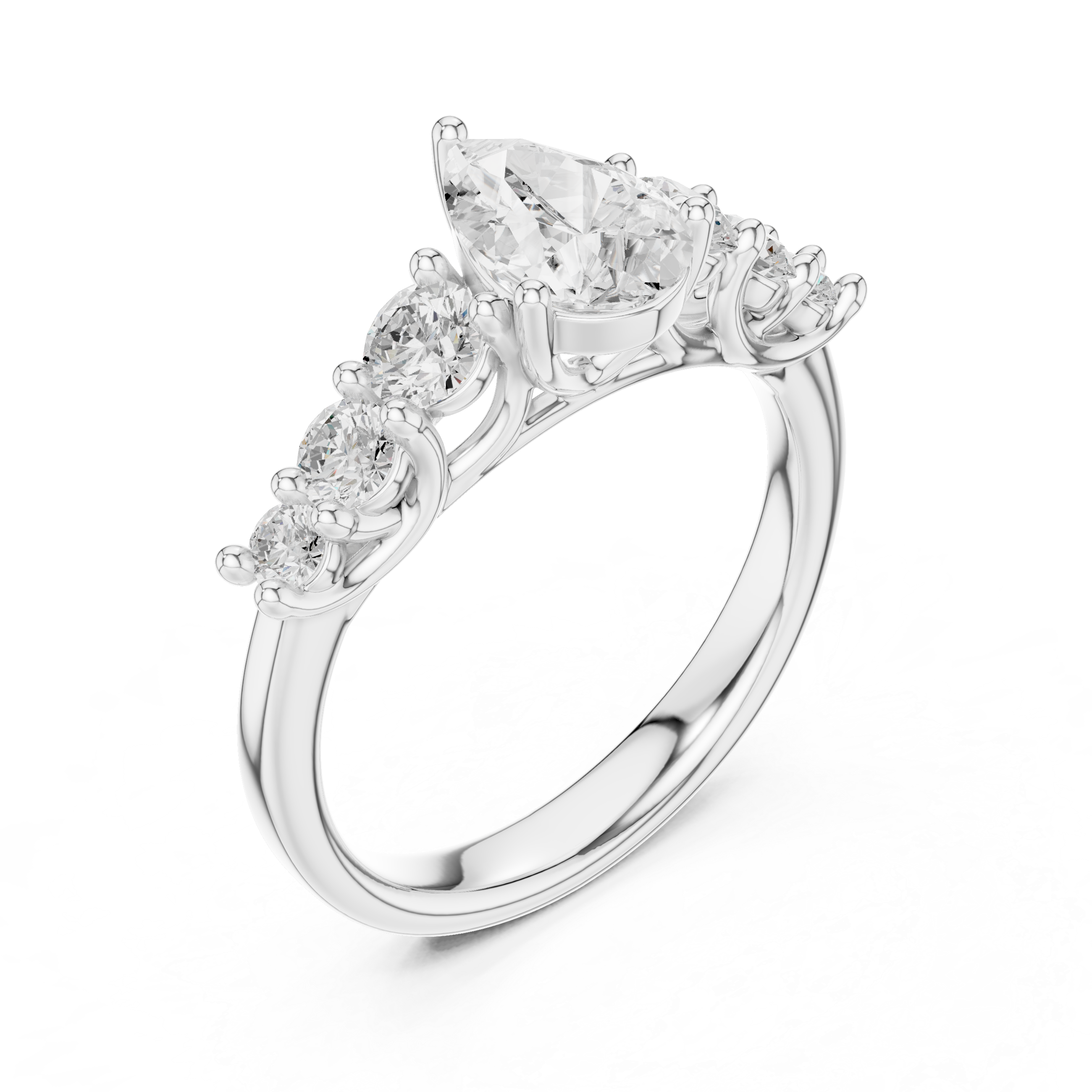 Aurora Round Cut Cathedral Lab Grown Diamond Ring