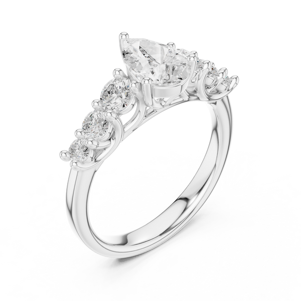 Aurora Round Cut Cathedral Lab Grown Diamond Ring