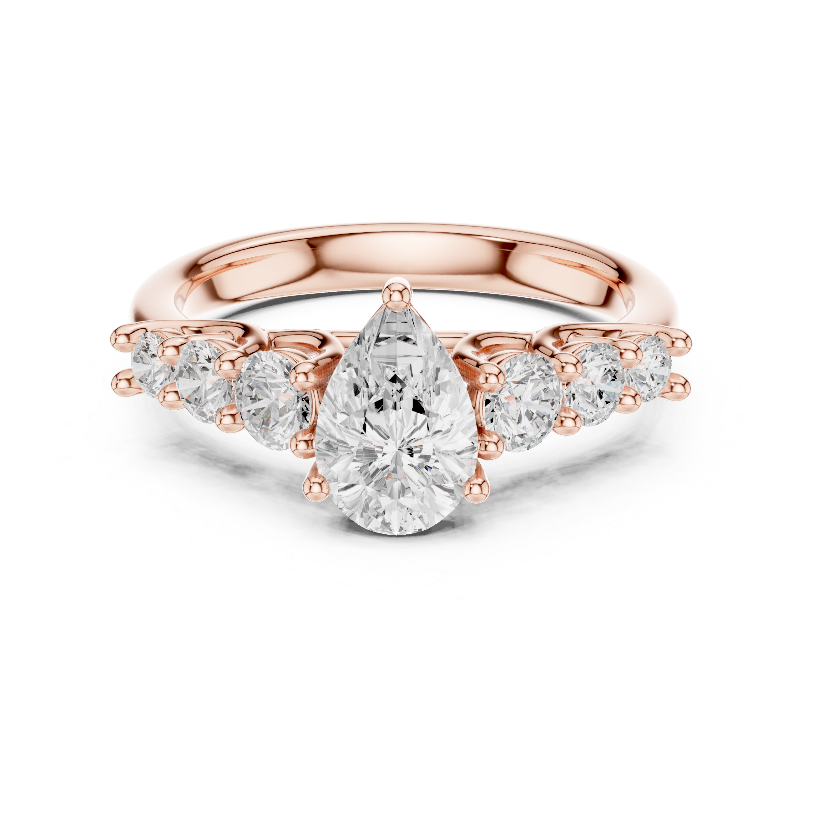 Aurora Round Cut Cathedral Lab Grown Diamond Ring