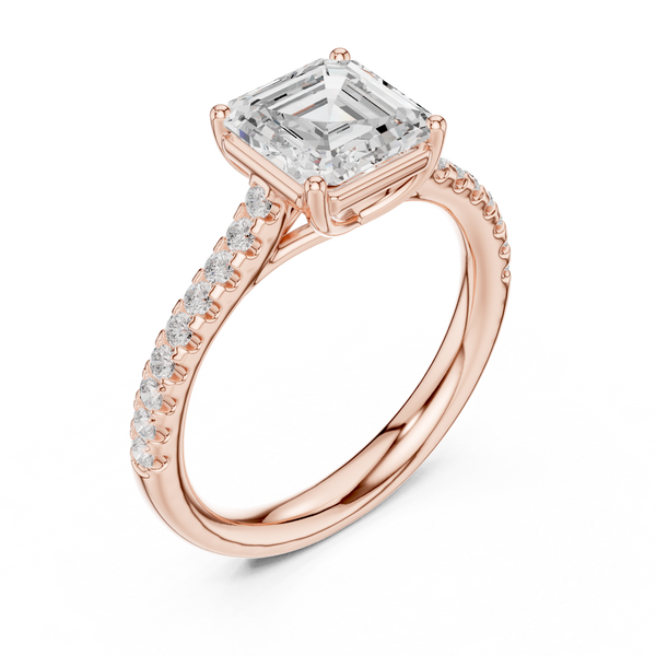 Rania Asscher Cut Halo Lab Grown Diamond Ring