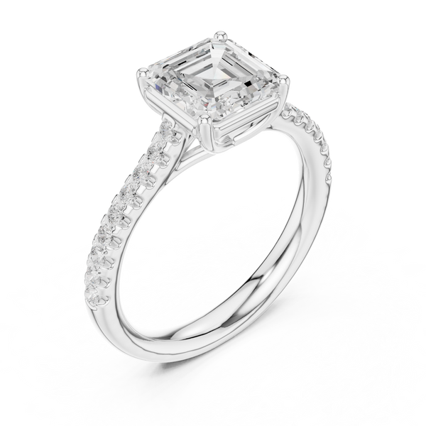 Rania Asscher Cut Halo Lab Grown Diamond Ring
