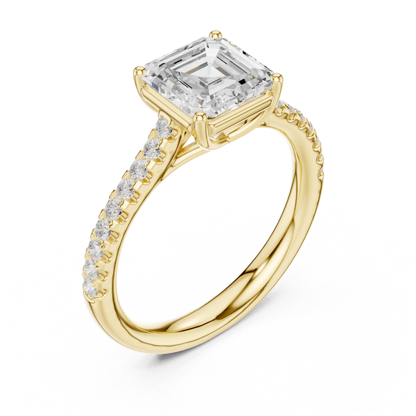 Rania Asscher Cut Halo Lab Grown Diamond Ring