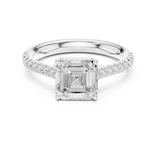 Rania Asscher Cut Halo Lab Grown Diamond Ring