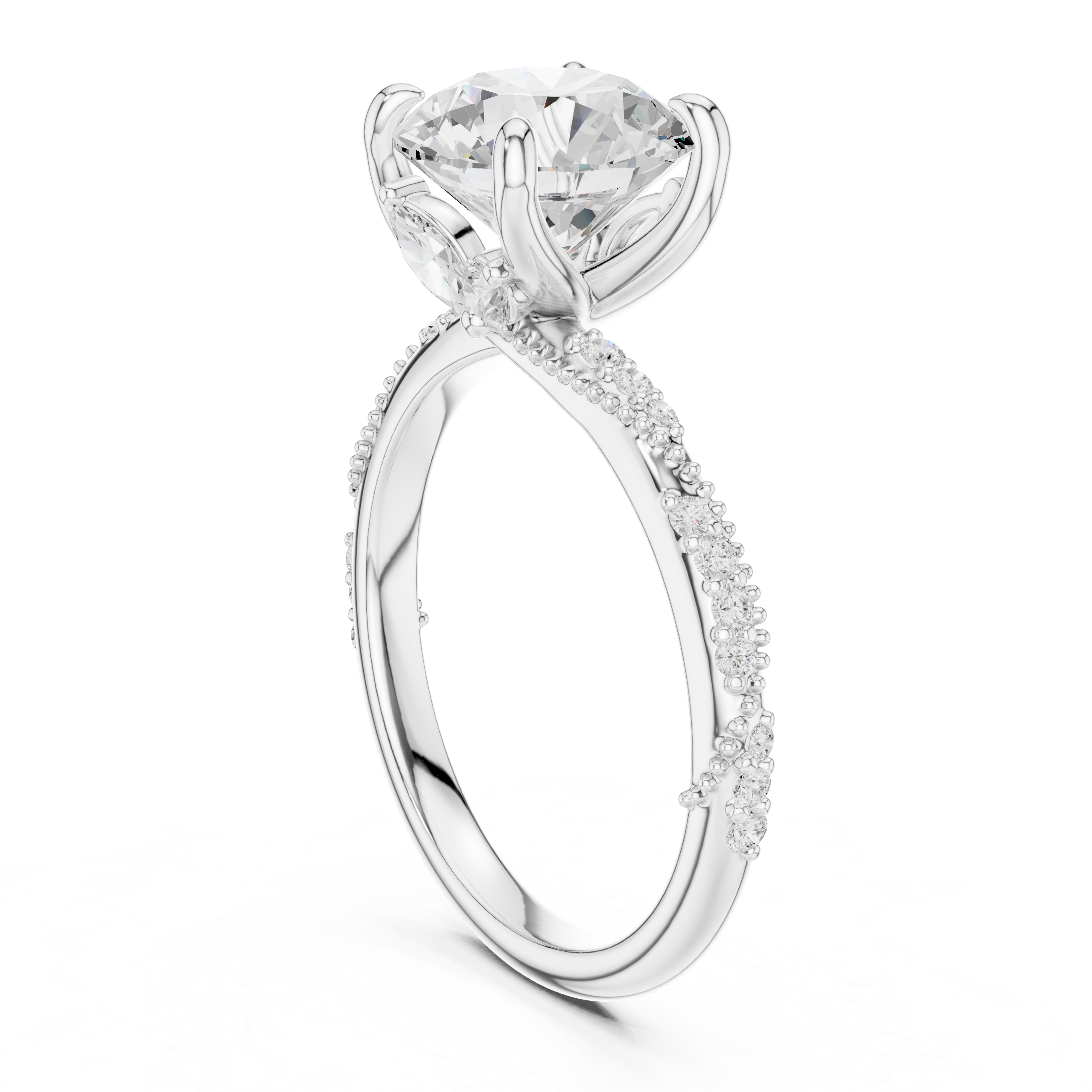 Luminous Marquise Round Diamond Lab Grown Diamond Ring