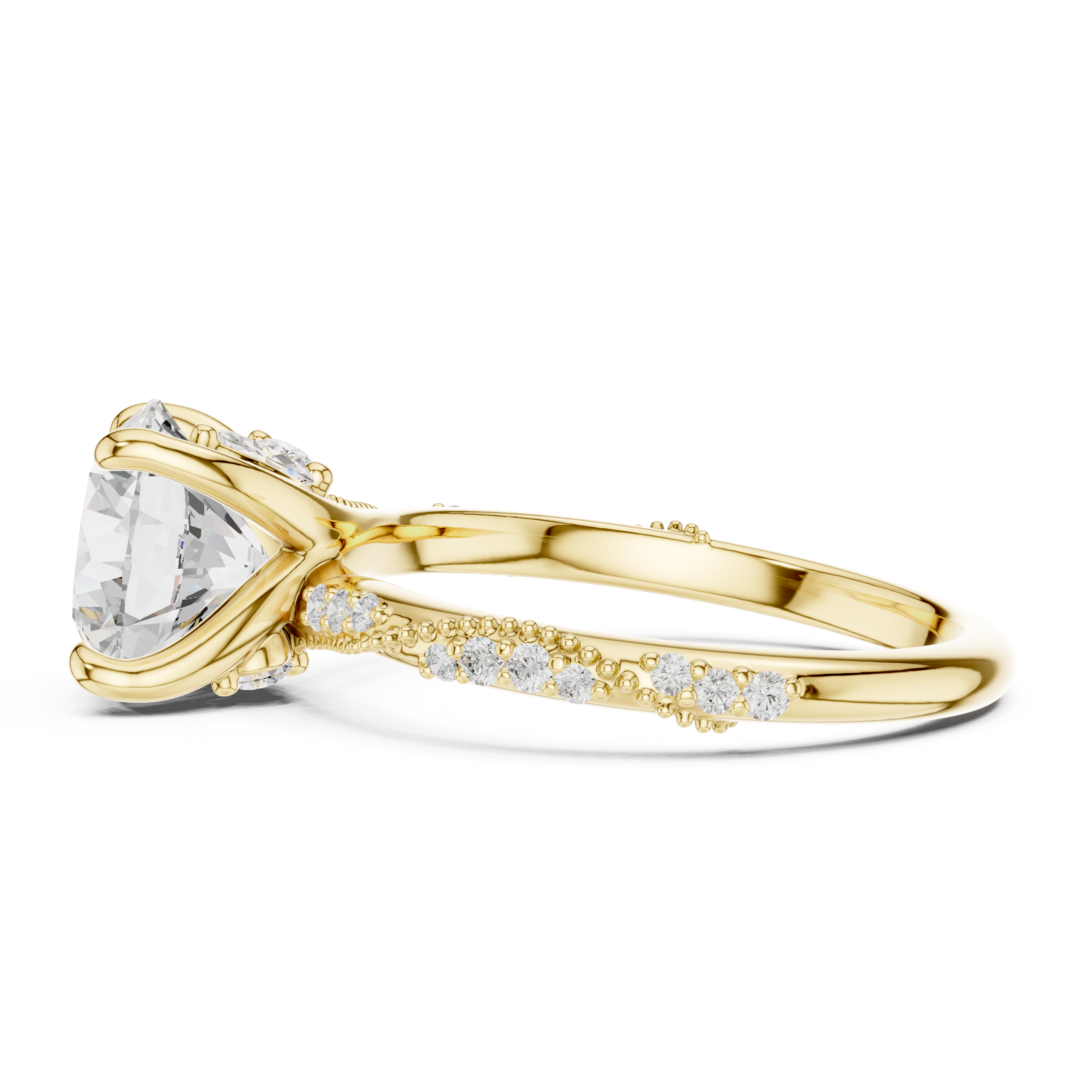 Luminous Marquise Round Diamond Lab Grown Diamond Ring