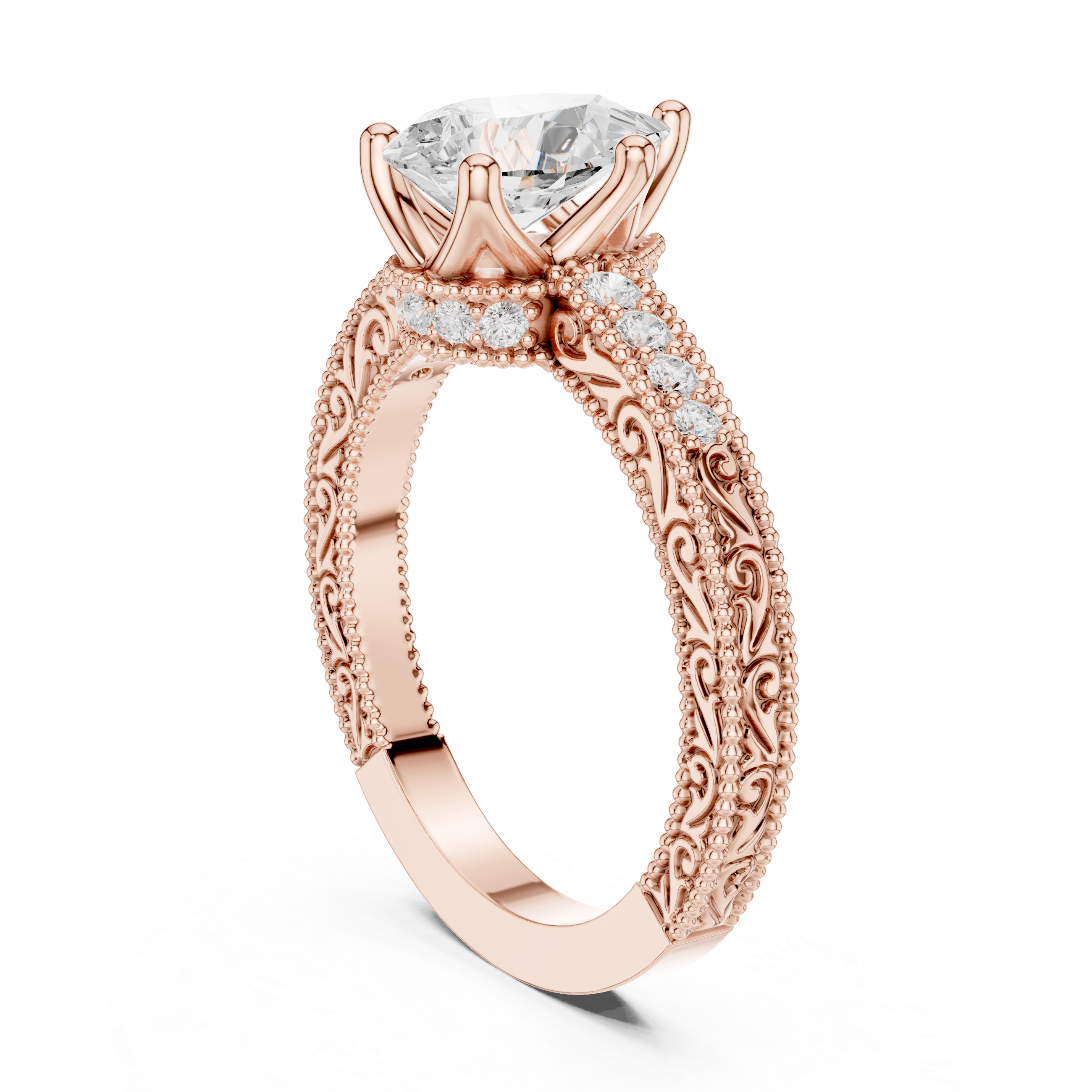 Pear Diamond Lab Grown Diamond Ring with Round Accents