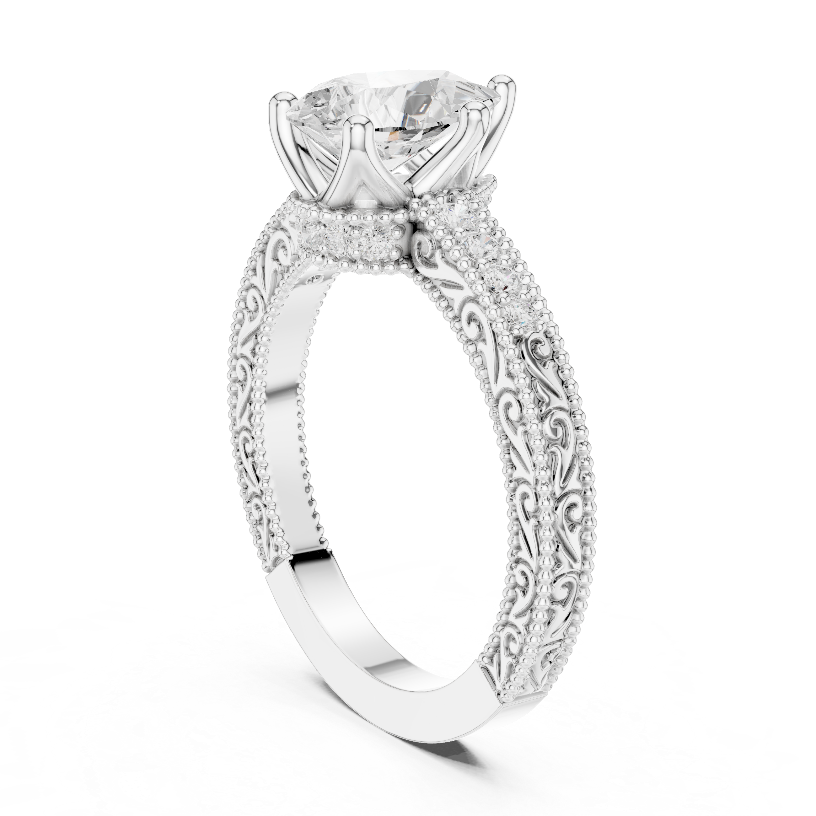 Pear Diamond Lab Grown Diamond Ring with Round Accents