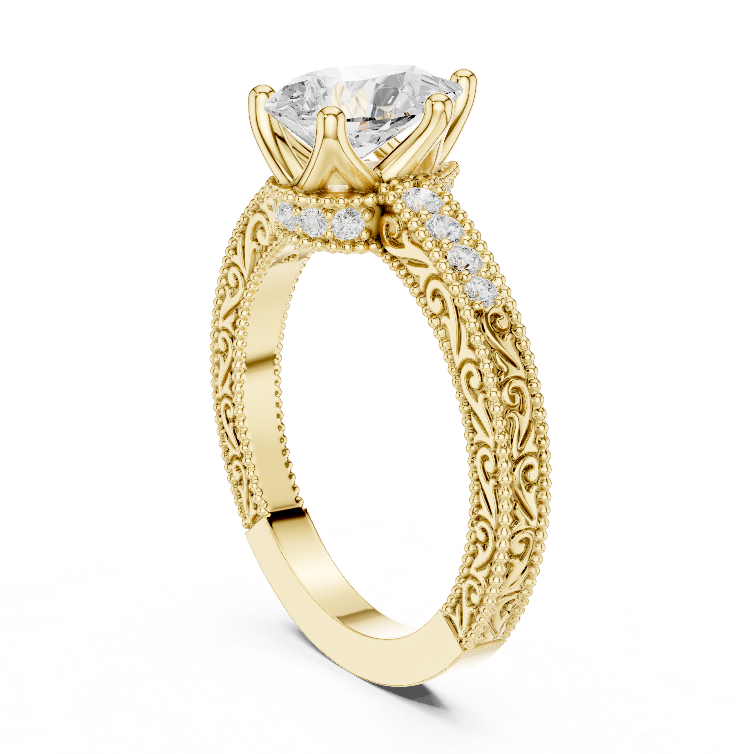 Pear Diamond Lab Grown Diamond Ring with Round Accents