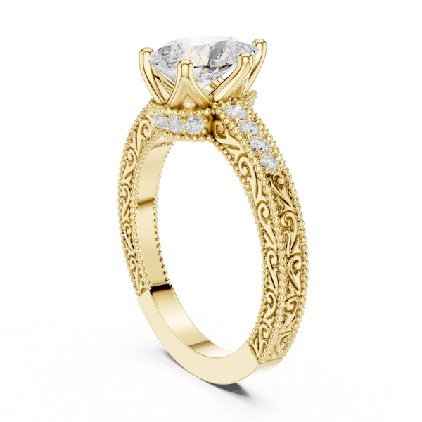 Pear Diamond Lab Grown Diamond Ring with Round Accents