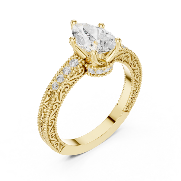 Pear Diamond Lab Grown Diamond Ring with Round Accents