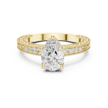 Pear Diamond Lab Grown Diamond Ring with Round Accents