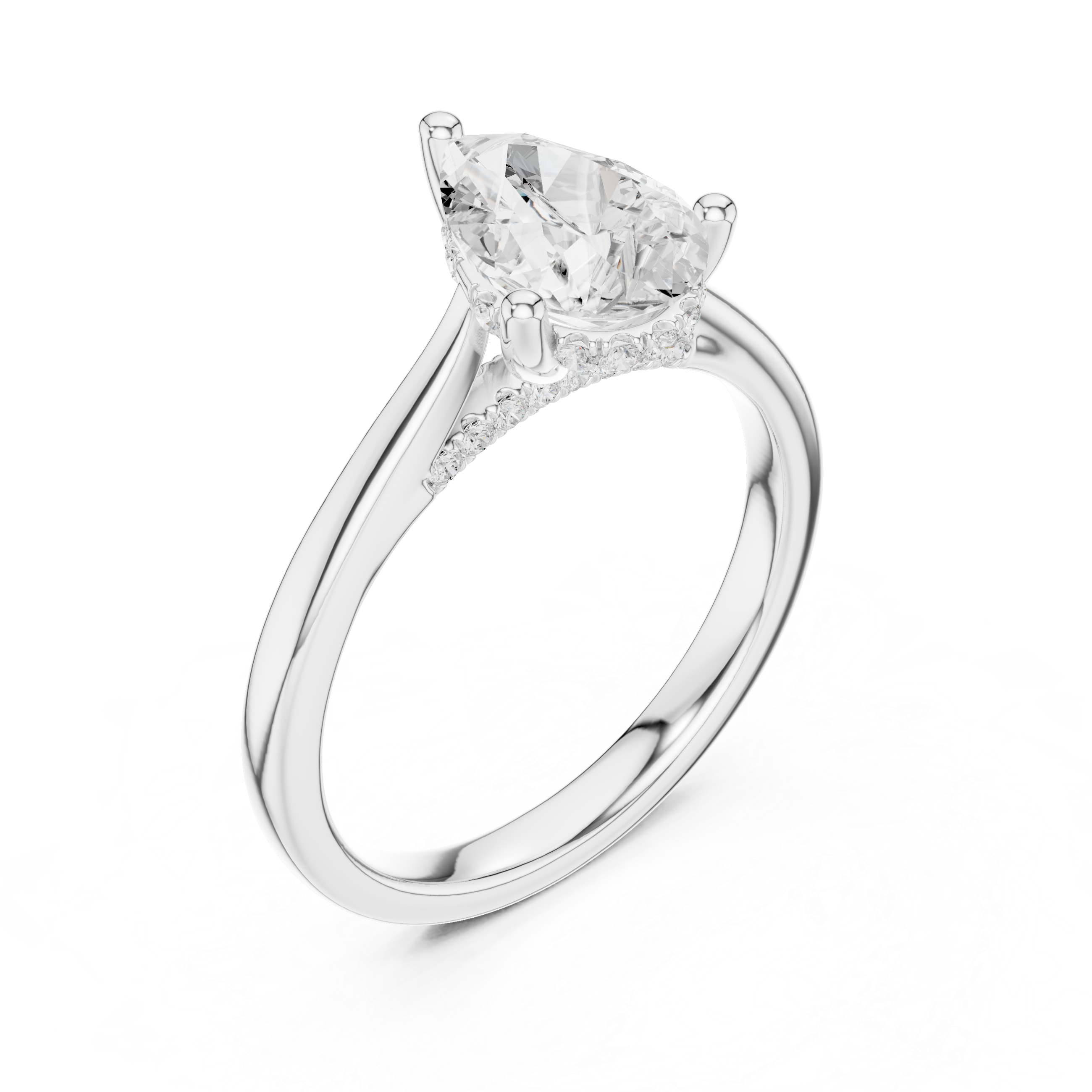 1.2 ct Pear Diamond Lab Grown Diamond Ring With Round Accents
