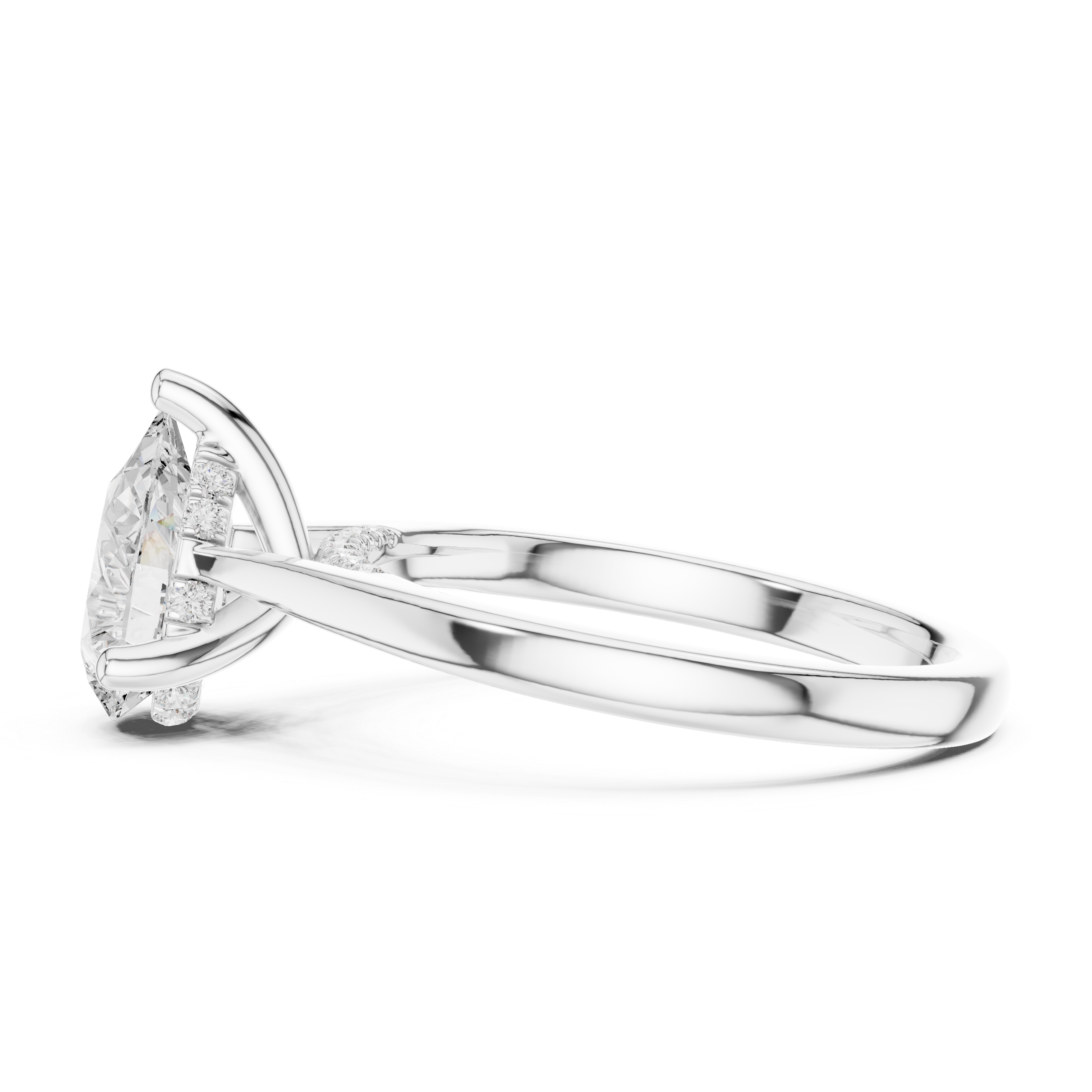 1.2 ct Pear Diamond Lab Grown Diamond Ring With Round Accents