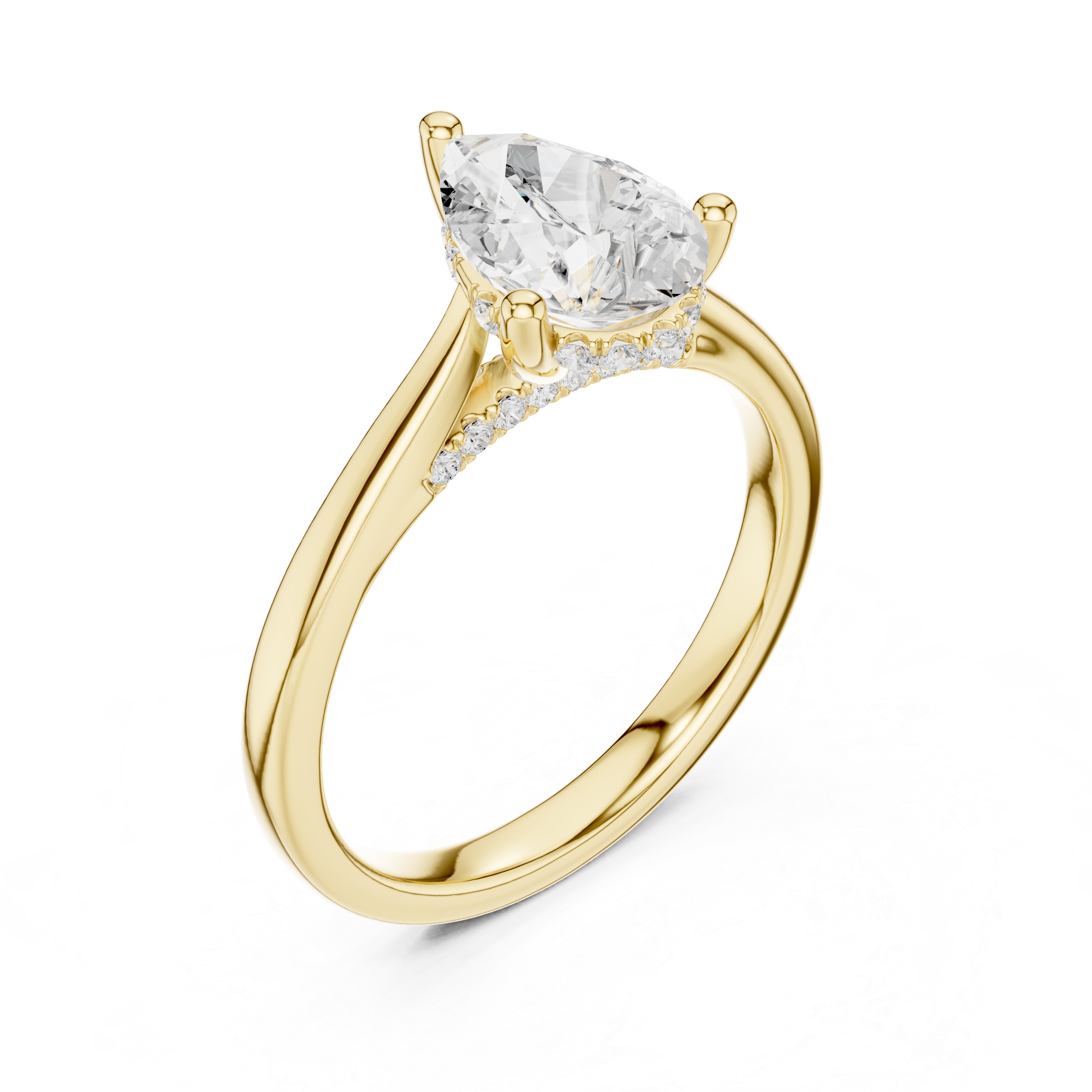 1.2 ct Pear Diamond Lab Grown Diamond Ring With Round Accents