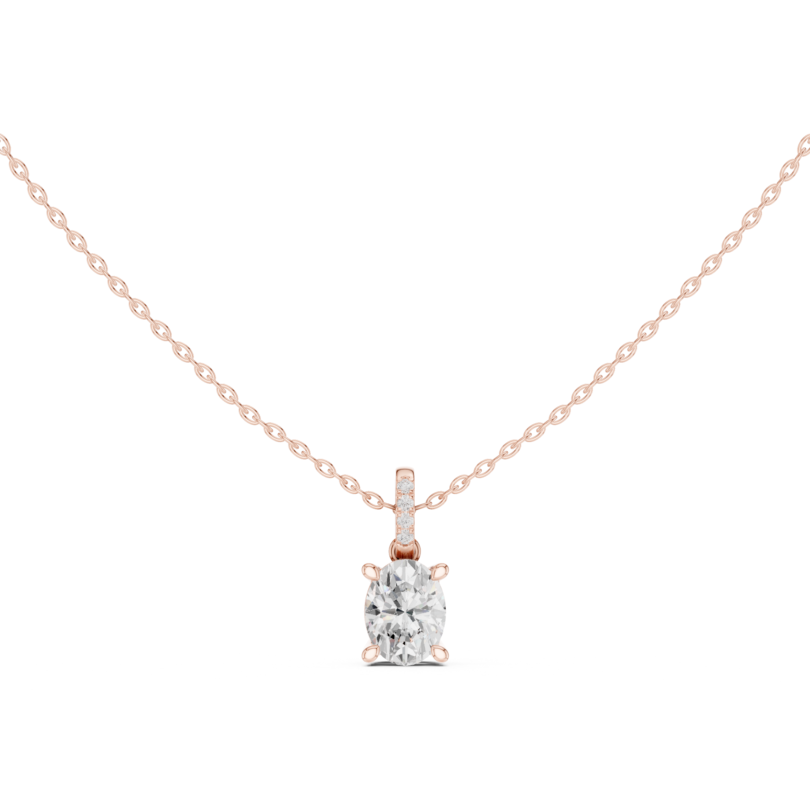1.5 ct Oval Diamond Solitaire & Round Lab Grown Diamond Ring