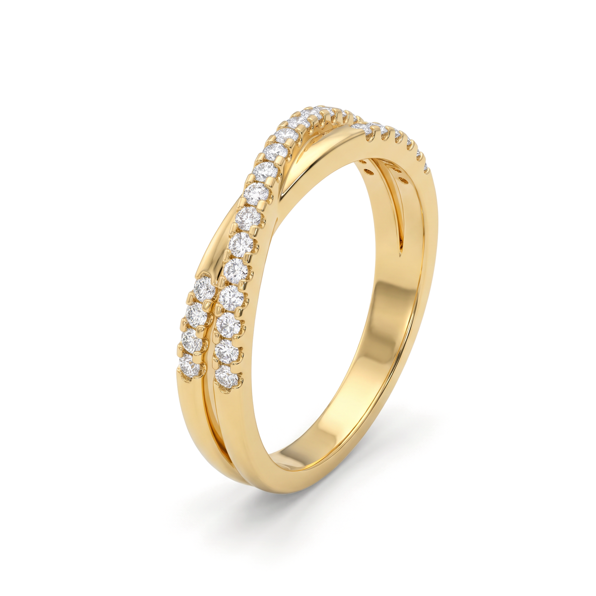 Criss-Cross Pavé Round Diamond Band