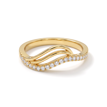 Sculptural Wave Pavé Round Diamond Band