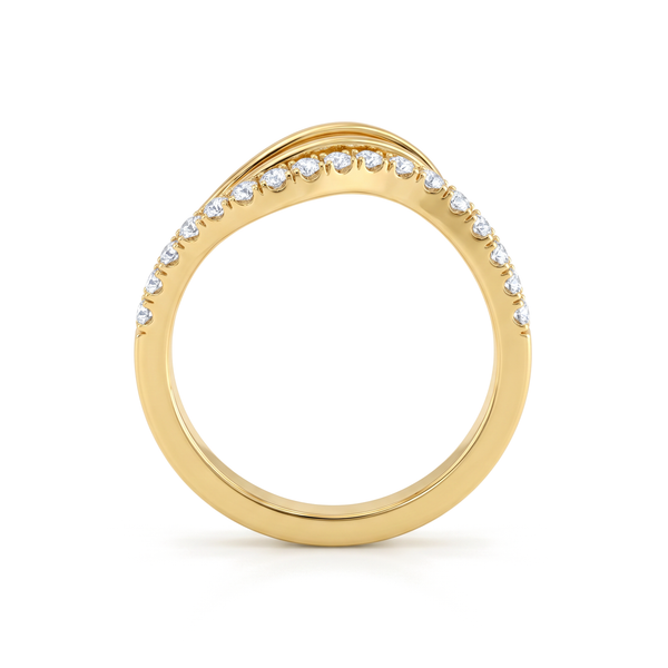 Sculptural Wave Pavé Round Diamond Band
