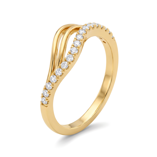 Sculptural Wave Pavé Round Diamond Band