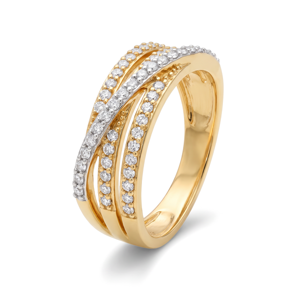 Multi-Row Crossover Pavé Round Diamond Band