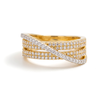 Multi-Row Crossover Pavé Round Diamond Band
