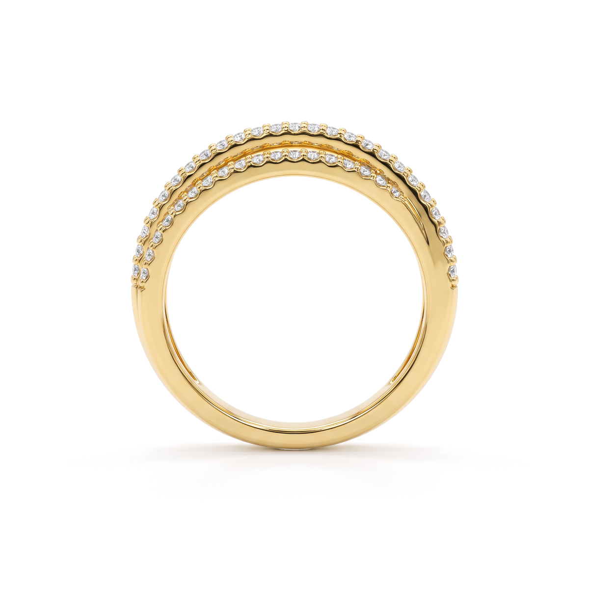 Multi-Row Crossover Pavé Round Diamond Band