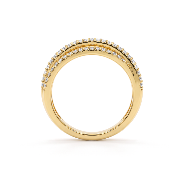 Multi-Row Crossover Pavé Round Diamond Band