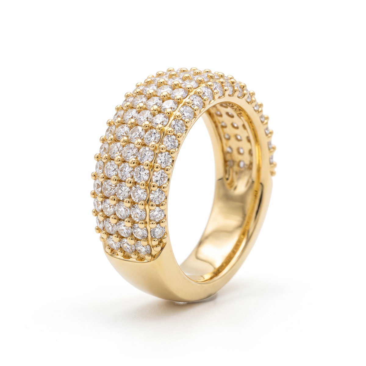 Wide Multi-Row Pavé Round Diamond Band