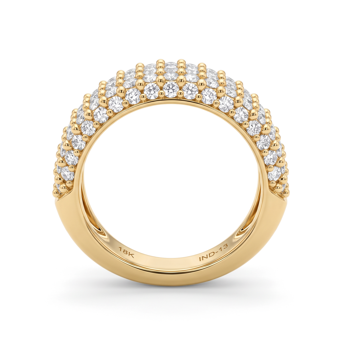 Wide Multi-Row Pavé Round Diamond Band