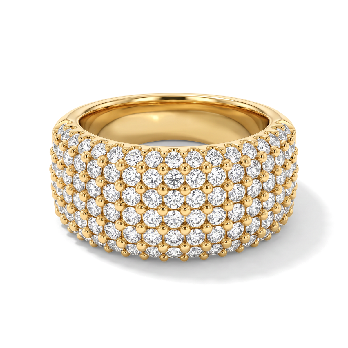 Wide Multi-Row Pavé Round Diamond Band