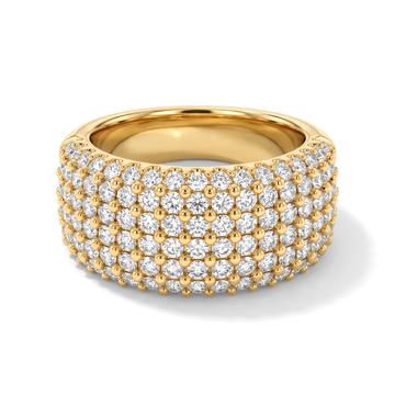 Wide Multi-Row Pavé Round Diamond Band