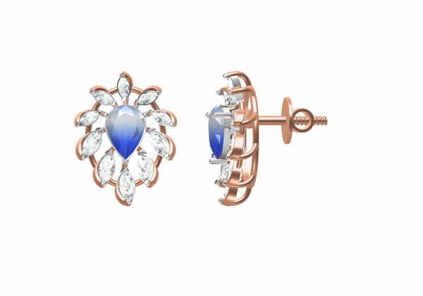 Radiating Floral Halo Pear and Marquise Diamond Stud and Drop Earrings