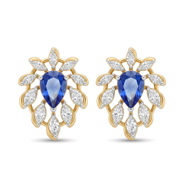 Radiating Floral Halo Pear and Marquise Diamond Stud and Drop Earrings
