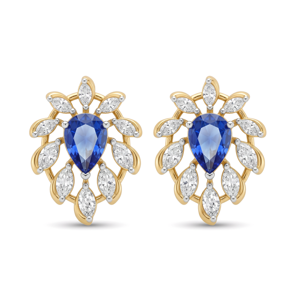 Radiating Floral Halo Pear and Marquise Diamond Stud and Drop Earrings