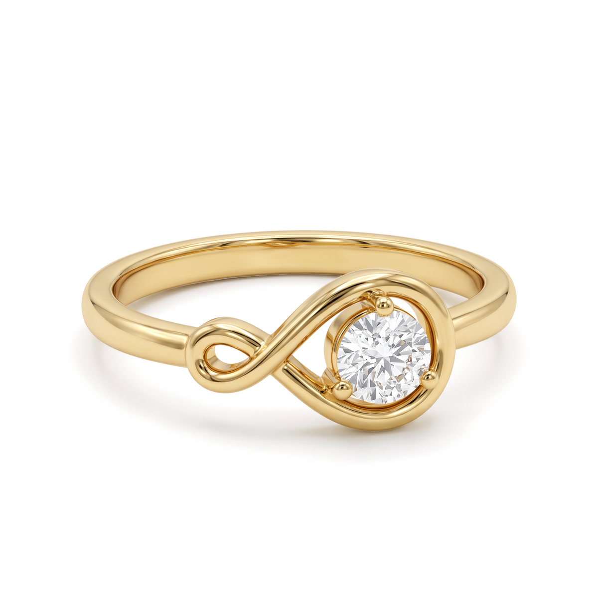 Fluid Infinity Teardrop Swirl Solitaire Round Diamond Ring